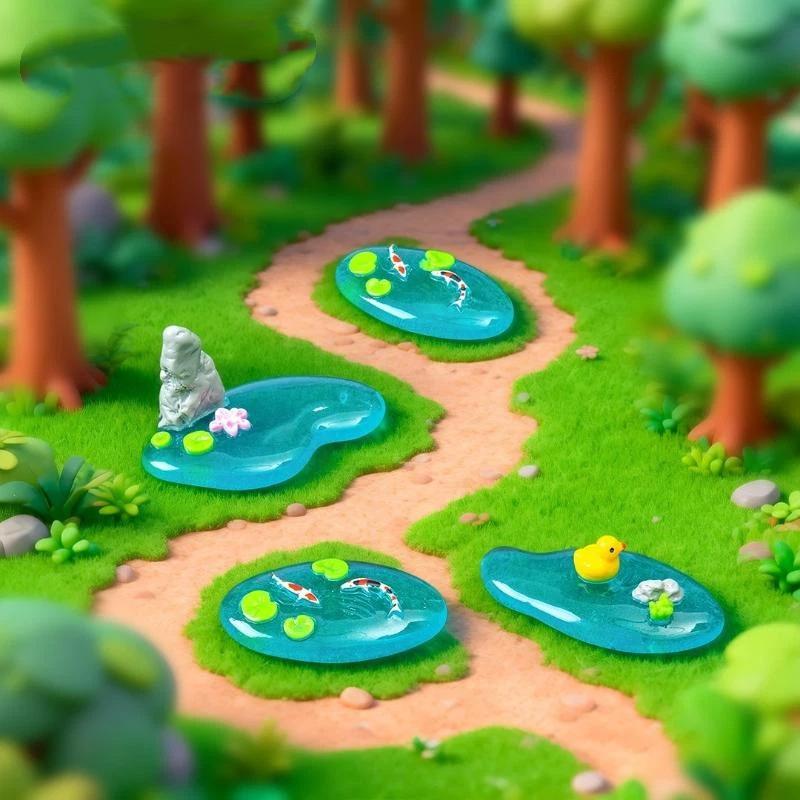 Bonsai Garden With Pond - Miniaturowe ozdoby do stawu z żywicy