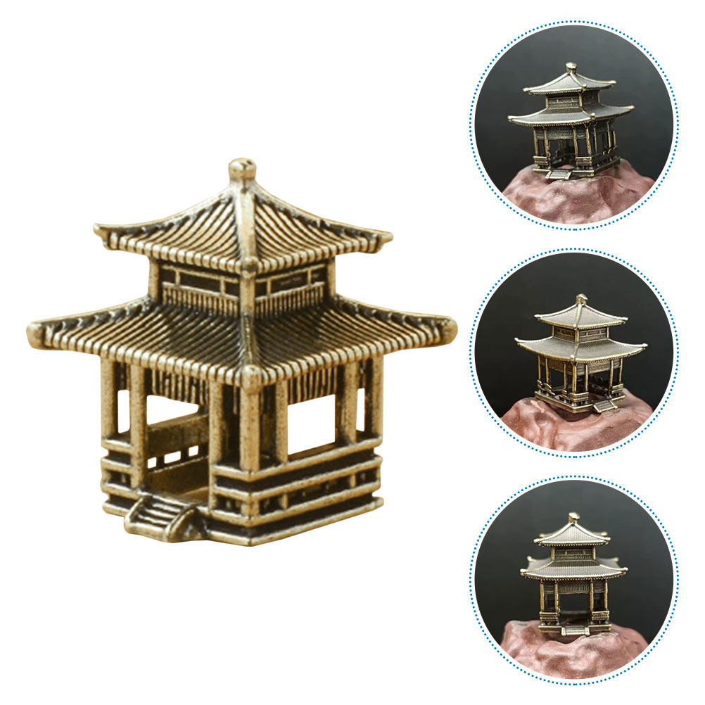 Bonsai Garden Set Up - Mosiężny ornament pawilonu w stylu vintage,