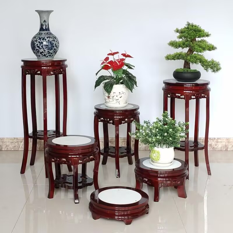 Bonsai Garden Display Stands - Okrągły stół z drewna hebanowego, podstawka