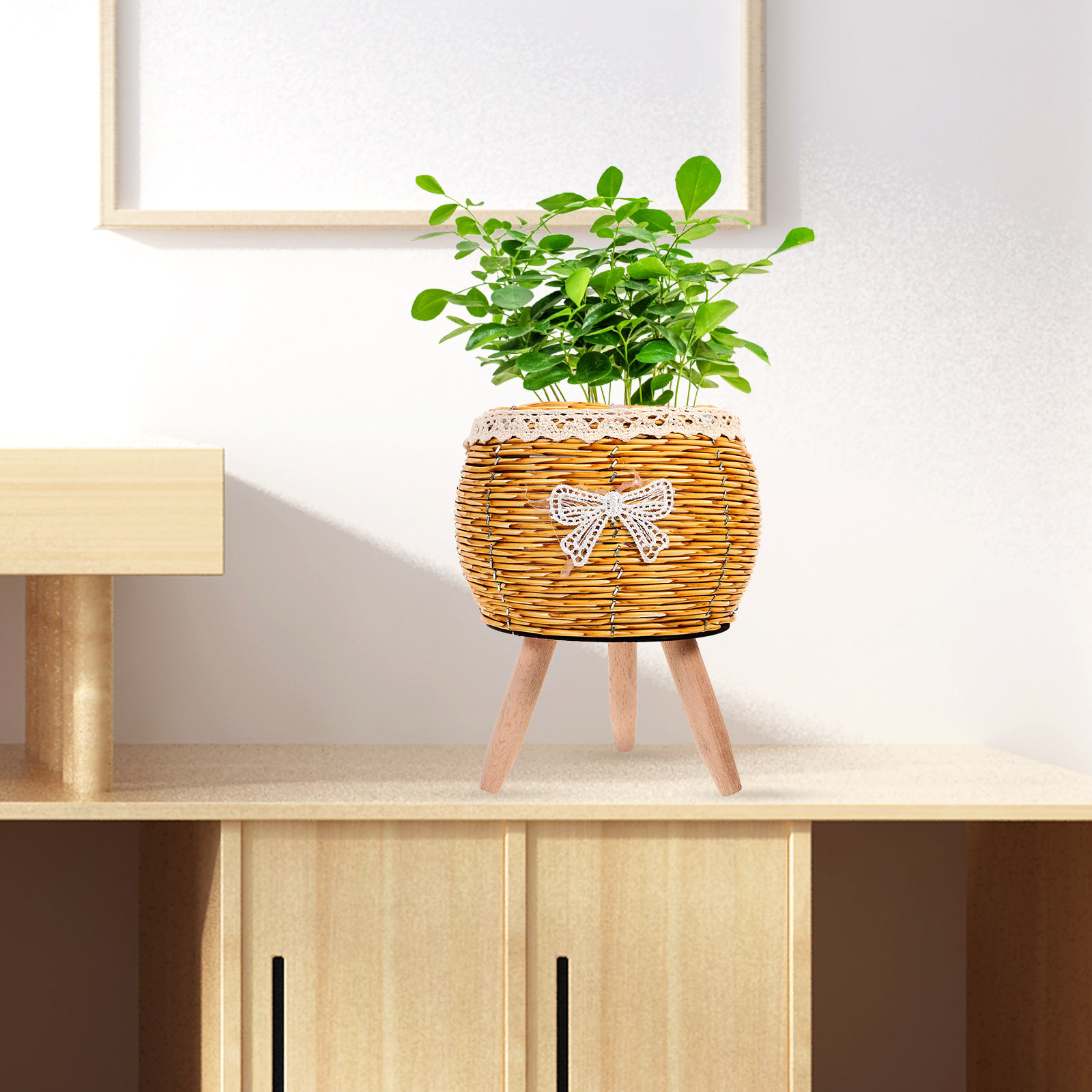 Drewniany, pleciony stojak na  – Bonsai Garden Display Stands recenzja i cena